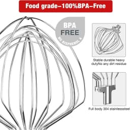 KN211WW 11-Wire Whip For Kitchenaid Stand Mixer, Stainless Steel Whisk Attachment for 7 Quart Tilt-Head Lift Stand Mixer