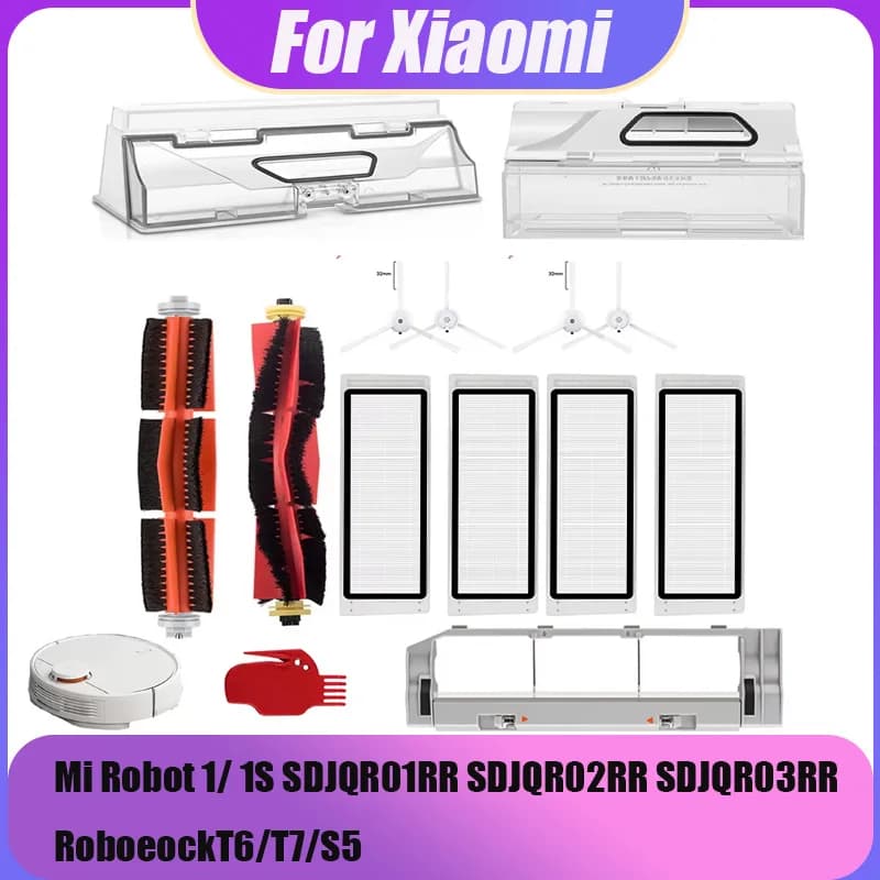 Main Side Brush For Xiaomi Mi Robot 1/ 1S SDJQR01RR SDJQR02RR SDJQR03RR RoboeockT6/T7/S5 Vacuum Cleaner Accessorie Hepa Dust Box