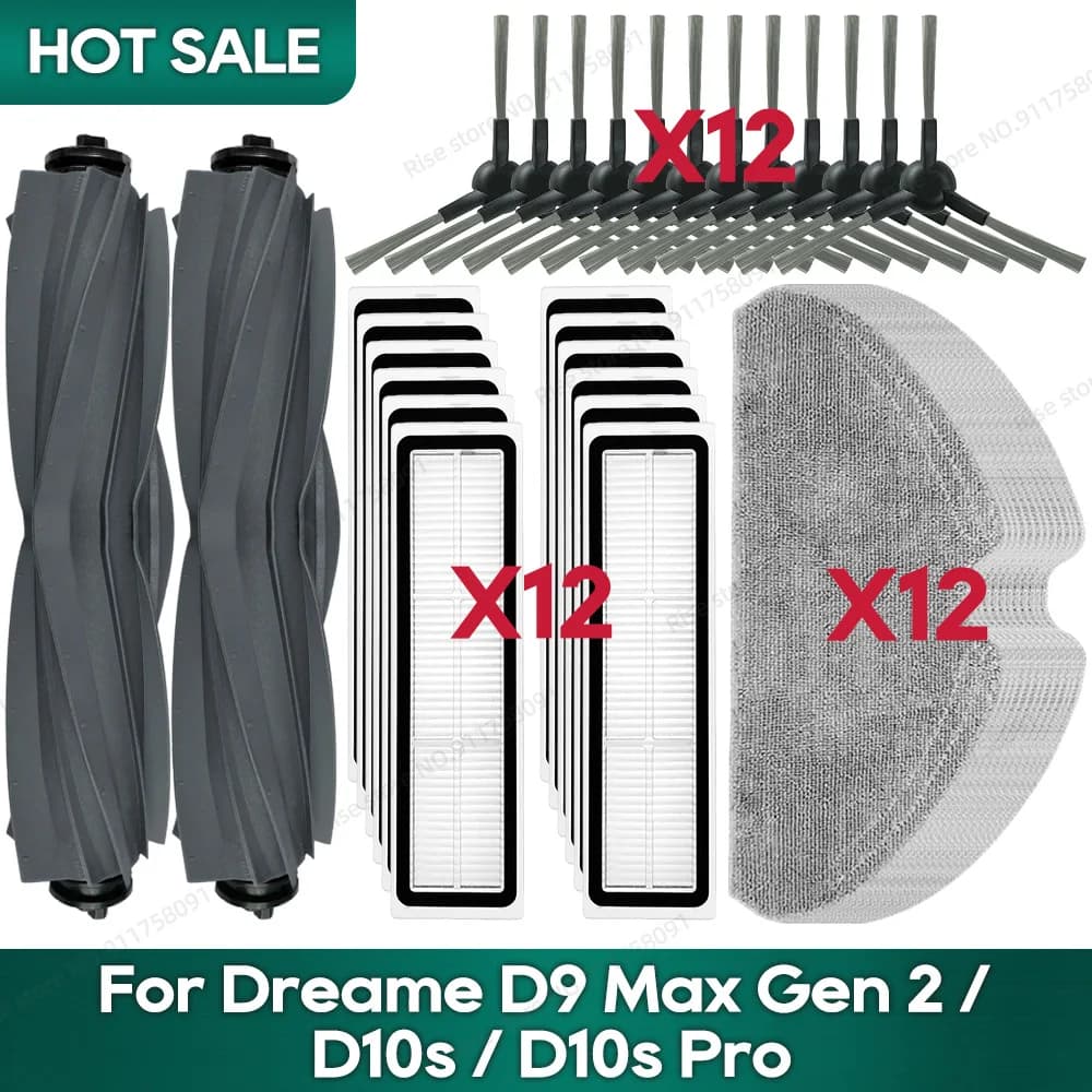 Compatible for Dreame D9 Max Gen 2, Dreame D10s Pro, D10s,  Dreame F10 Accessories Main Brush Filter Mop Rag Replacement Parts