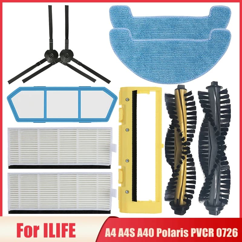 Accessories For ILife A4 A4S A40 Polaris PVCR 0726 0826 0926 Robot Vacuum Cleaner Main Side Brush Hepa Filter Mop Cloth Part