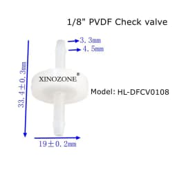 Plastic Check Valve Ozone Valve Non-return Diaphragm OD 6.5mm 3mm PVDF Materials HL-DFCV0104