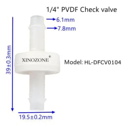 Plastic Check Valve Ozone Valve Non-return Diaphragm OD 6.5mm 3mm PVDF Materials HL-DFCV0104