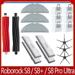 For Roborock S8 Pro Ultra S8+ Spare Parts DuoRoller Main Side Brushes Mop Cloths HEPA Filters Dust Bags Accessories