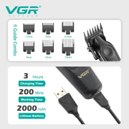VGR V-197 High-End Professional Hair Clipper with Metal Leather Body Hair Trimmer with 7000 RPM Oil Head Carving and Push Cuttin