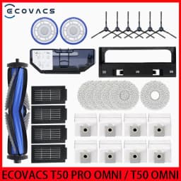 ECOVACS T50 PRO OMNI /T50 PRO  / T50 OMNI Robot Vacuum Spare Parts Main Side Brush Mop Cloths HEPA Filters Dust Bags Accessories