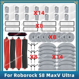 Compatible For Roborock S8 MaxV Ultra, S8 Max Ultra Replacement Parts Accessories Main Side Brush Hepa Filter Mop Cloth Dust Bag