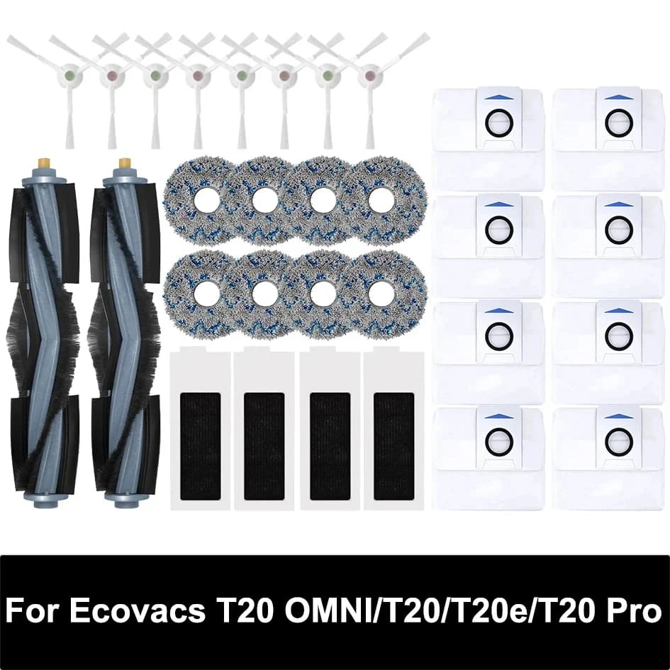 Accessories For Ecovacs Deebot T20 OMNI/T20/T20e/T20 Pro Main Side Brush Mop Cloth HEPA Filter Dust Bag Replacement Spare Parts