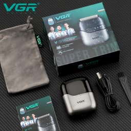 VGR Mini Double Head Shaver, Reciprocating Head, Men's Shaver, Apply to Face, Scrape White Hair, Cleaning and Trimmer V-379
