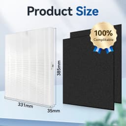 3Pcs/Set Air Purifier Replacement Compatible with Coway AP-1512HH 1 Hepa 2Pcs Carbon 380*330*35mm/380*330*5mm