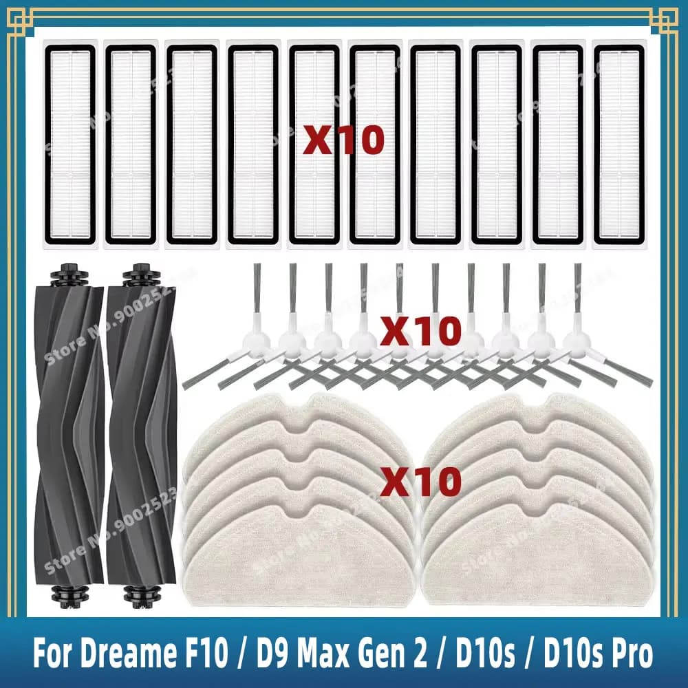 Compatible For ( Dreame F10 RLF11SA / D9 Max Gen 2 RLD34GA / D10s RLS3L / D10s Pro RLS6A ) Parts Main Side Brush Filter Mop