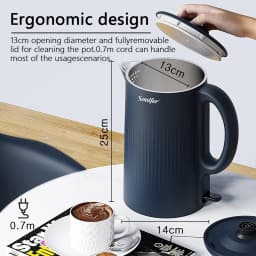 304 Stainless Steel Electric Kettle Household Double Wall Design 1.7L 1500W Cordless Frosted Housing