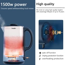 304 Stainless Steel Electric Kettle Household Double Wall Design 1.7L 1500W Cordless Frosted Housing