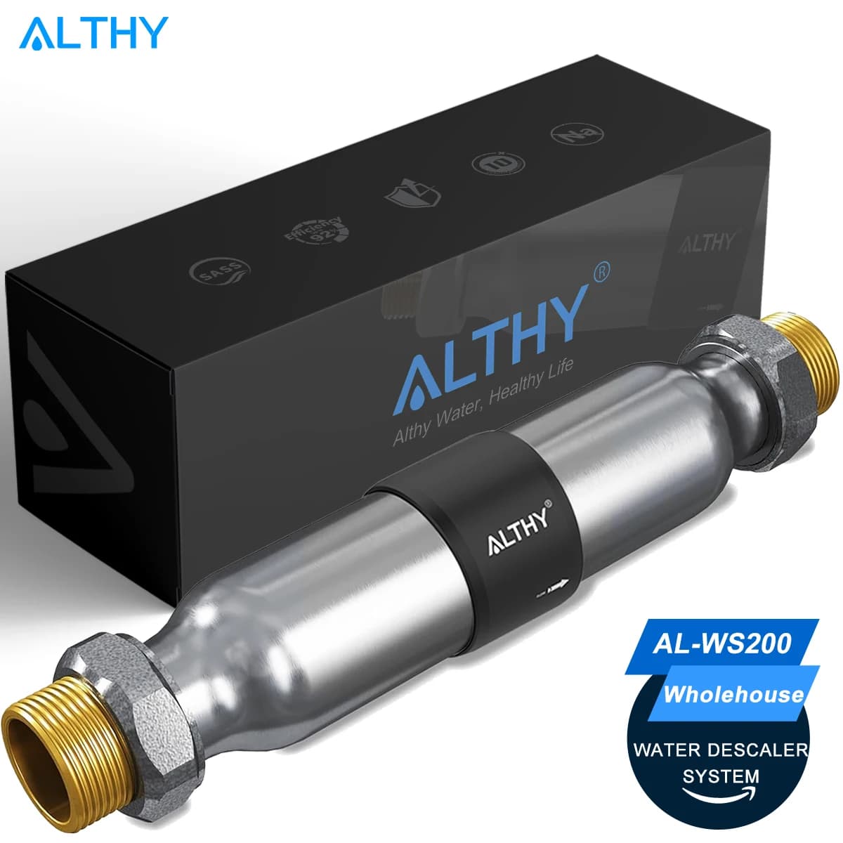 ALTHY AL-WS200 Whole House Water Descaler Scale Inhibition Softener System Large Flow Anti Limescale Corrosion & Hard water