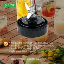 6-Fin Male Blender Blade Replacement Parts for Nutri Ninja Blender BL660 BL770 BL780 BL740 etc.(Small 3.35inch blade)