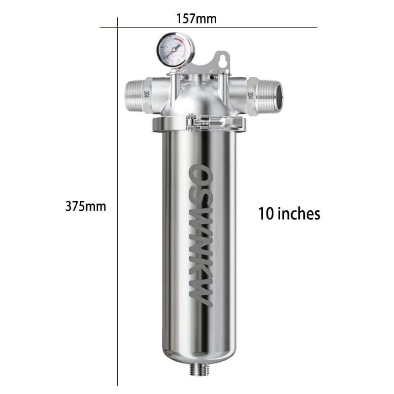 10 inches Pre Filter Purifier Whole House Spin Down Sediment Water Filter Central Prefilter System Backwash Stainless Steel Mesh