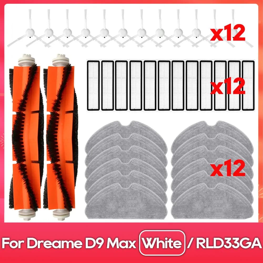 Fit For ( Dreame D10S, D10S Pro, F9 Pro, F10, D9 Max Gen 2, D9 Max White / RLD33GA ) Brush Filter Mop Accessories Part Spare