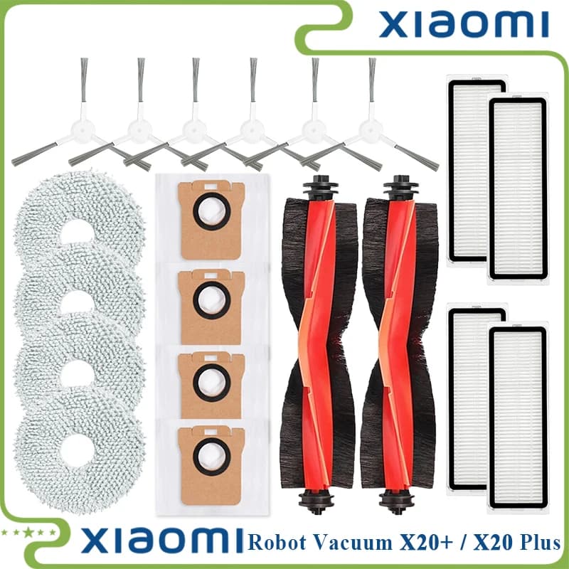 For Xiaomi Robot Vacuum X20 Plus / X20+ Replacement Parts Accessories Main Side Brush Hepa Filter Mop Cloth Dust Bag