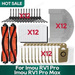Compatible for Imou RV1 Pro, Imou RV1 Pro Max Robot Vacuum Accessories Main Brush Hepa Filter Rag Dust Bag Replacement Parts