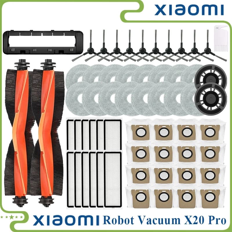 For Xiaomi Robot Vacuum X20 Pro Vacuum Parts Accessories Main Roller Side Brush Hepa Filter Mop Cloth Dust Bag