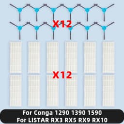 Compatible For ( LISTAR RX3 RX5 RX9 RX10 / Cecotec Conga 1290 1390 1590 ) Replacement Parts Accessories Filter Side Brush