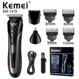 Kemei KM-1419 Rechargeable Electric Hair Clipper Men'S Household Shaver Hair Trimmer and Nose Trimmer 3 in 1 Hair Clippers Men