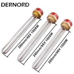 DERNORD 48v 96v with Thermostat Tubular DC Heating Element SUS304 250W/450W/1000W/1500W DN32 Heater Immersion for Water
