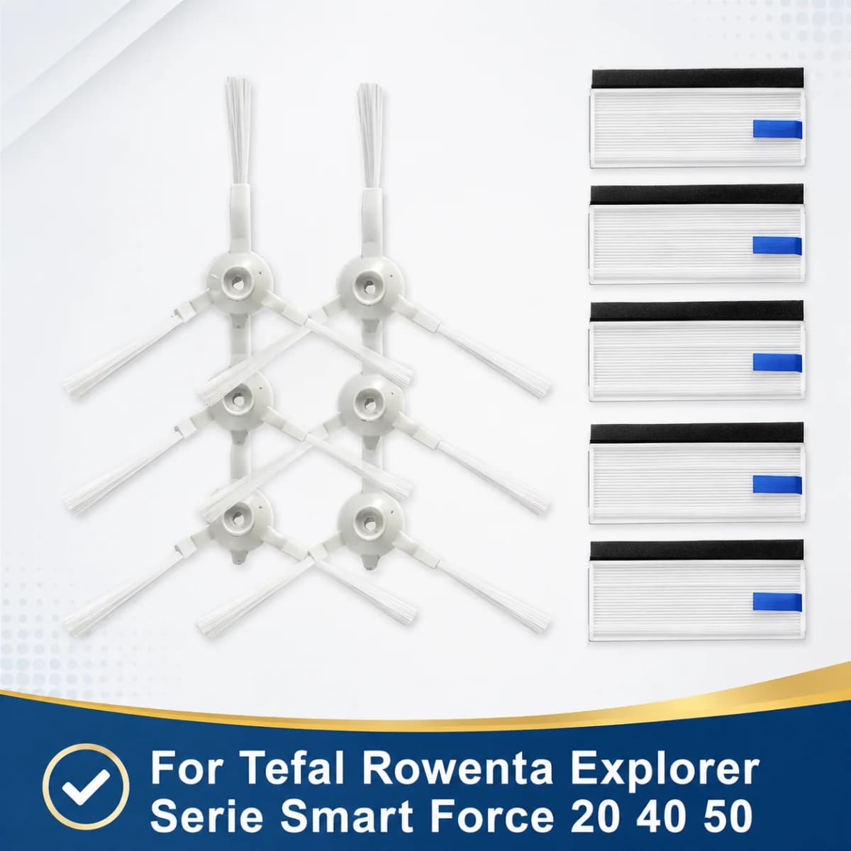 Replacement Side Brush Filter Parts for Tefal Rowenta Explorer/ X-plorer 20 40 50 Serie Smart Force Robotic Vacuum Cleaner