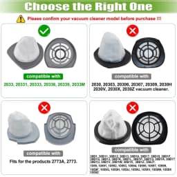 2033 Filter Replacement for Bissell 20331 20333 20334 20336 20339 2033M, 4 Mesh Filters 6 Foam Filters, Replace Part 1611508