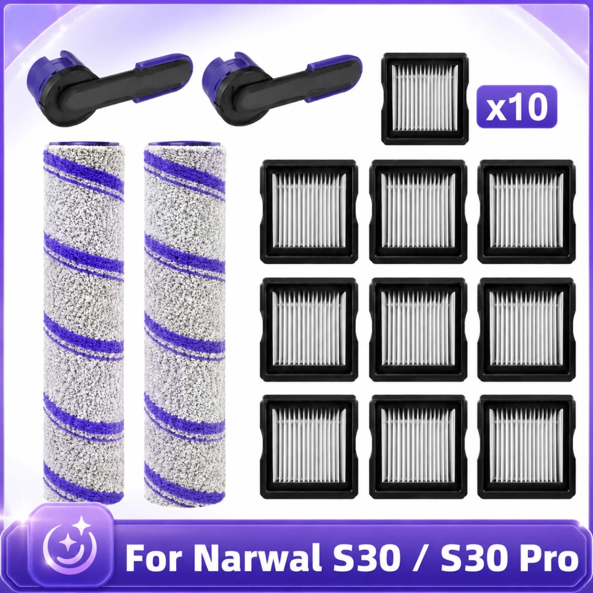 Compatible for Narwal S30 and Narwal S30 Pro Vacuum Parts Main Roller Brush HEPA Filter Brush Handle Replacement Accessories