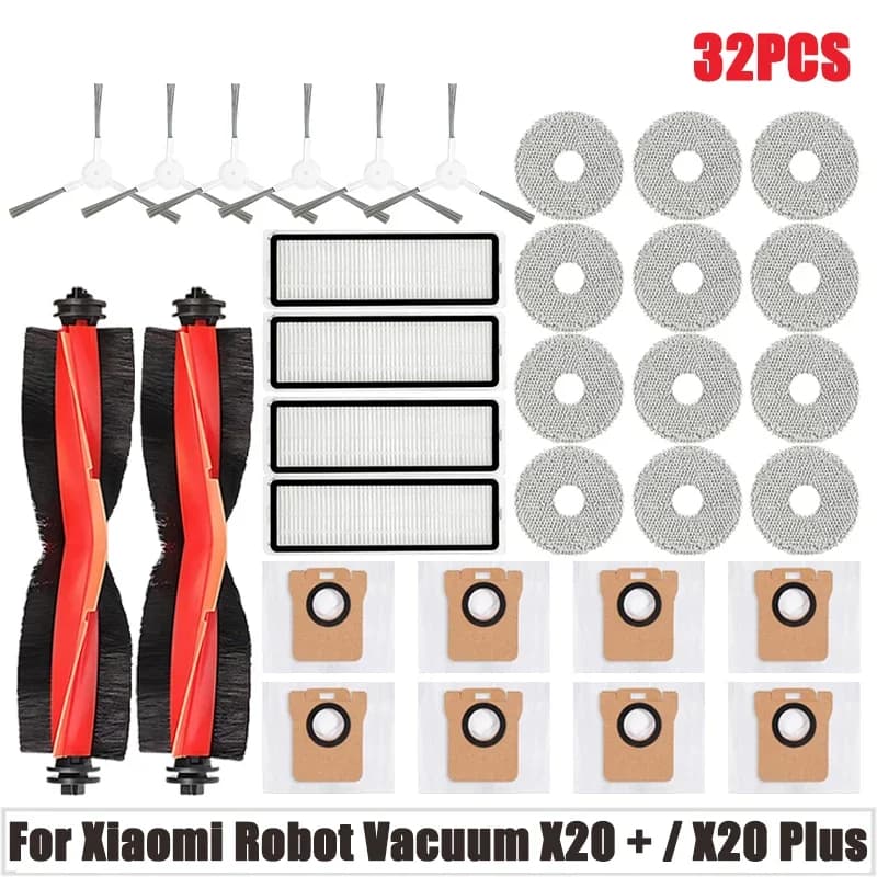 For Xiaomi Robot Vacuum X20 Plus Parts Main Side Brush Hepa Filter Mop Cloth Dust Bag Replacement Accessories