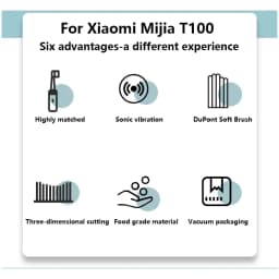 8PCS For XIAOMI MIJIA T100 Replacement Brush Heads Sonic Electric Toothbrush Vacuum DuPont Soft Bristle Suitable Nozzles