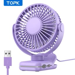 TOPK Mini Portable Clip on Fan,USB Desk Fan,3 Speeds Quiet Wind 720° Rotate Personal Electric Fan,Standing Fans for Room Home