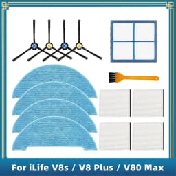 Compatible For ( iLife V8s / V8 Plus / V80 Max ) Replacement Parts Accessories Side Brush Filter Mop