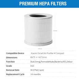 PM2.5 Hepa Filter 4 Compact Activated Carbon Filter 4 Compact for Xiaomi Air Purifier 4 Compact Filter M18R-FLP-GL (BHR5861GL)
