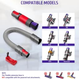 Dusting Brush + Flexible Extension Hose For Dyson V7 V8 V10 V11 V12 V15 Gen5 Vacuum Cleaner Replacement Parts