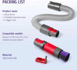 Dusting Brush + Flexible Extension Hose For Dyson V7 V8 V10 V11 V12 V15 Gen5 Vacuum Cleaner Replacement Parts