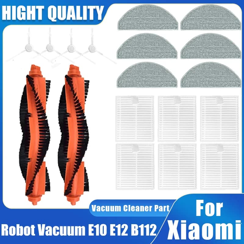 For Xiaomi Robot Vacuum E10 E12 B112 Sweeper Cleaner Spare Parts Roller Side Brush Hepa Filter Mop Cloth Rags Replacement Parts
