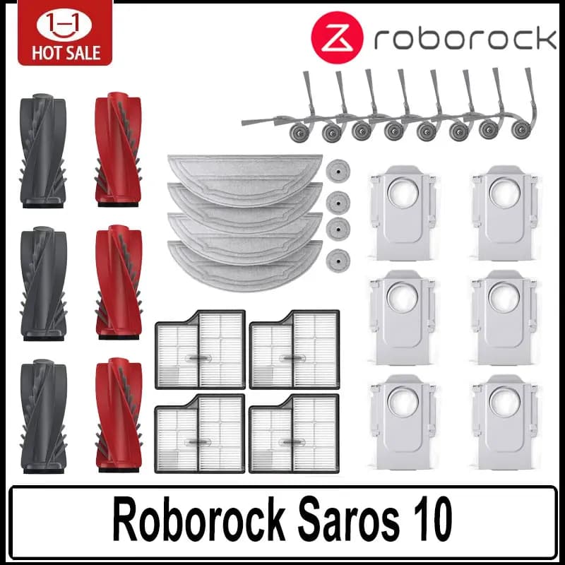 Roborock Saros 10 Accessories Main Roller Side Brush Hepa Filter Mop Cloth Dust Bag robot vacuum cleaner Parts