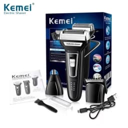 Kemei Multi-functional Waterproof 3 In 1 Grooming Kit Cutter Head USB Beard Men Razor Nose Hair Trimming Electric Shaver KM-6559