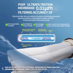 BROVA Whole House High Flow UF Water Purifier 0.01μm Stainless Steel Mineral Filter with Washable Reusable PVDF Membrane 1000L