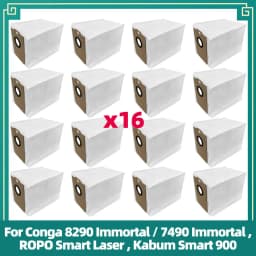 Replacement Parts Fit for Conga 8290/7490 Immortal, ROPO Smart Laser, Kabum Smart 900 Roller Side Brush Filter Mop Dust Bag