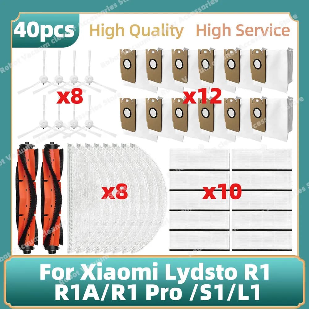 Compatible for Xiaomi Lydsto R1 /R1A /R1 Pro /S1 /L1 Parts Main Side Brush Hepa Filter Mop Pad Dust Bag Replacement Parts