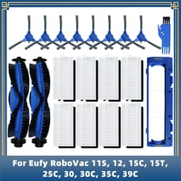 Compatible For Eufy RoboVac 11S, 12, 15C, 15T, 25C, 30, 30C, 35C, 39C Replacement Parts Main Side Brush Hepa Filter Cover