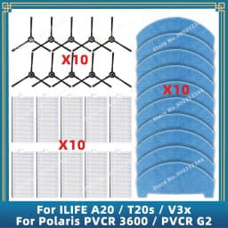 Compatible For ILIFE A20 T20s V3x / Polaris PVCR 3600 / G2 0926W / G2 0726W / G2 1226 Parts Accessories Filter Side Brush Mop