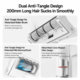 MIJIA Wireless Vacuum Cleaner 4,Comb Teeth Anti-Tangle Design,Lntelligent Dust Sensor,230AW Suction,90min Runtime,CN Version