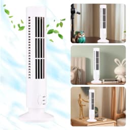 LED Tower Fan Air Bladeless Cooling Fan 2 Gear Speed Mini Vertical Conditioner USB Portable Stand Up Tower Fan for Home Office