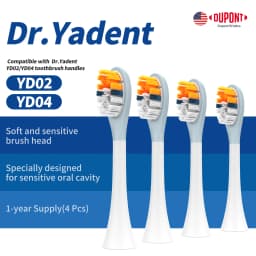 Dr.Yadent YD02/04 Replacement Brush Heads 4pcs/Pack Soft Gel Coated Designed for Sensitive Gum Care Soft Bristle 1 Year Supply