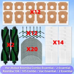 Fit For iRobot Roomba Combo Essential/ 2 Essential, Vac 2 Essential, 104 / 105 Combo Parts Main Side Brush Bag Filter Mop Cloth