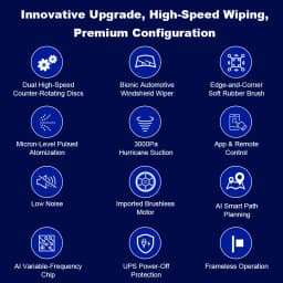 NEW Window Cleaning Robot LIECTROUX G8, High-Speed Cleaning, Double Water Spray, AI Navigation, 4 Soft Rubber Brush,Smart Memory