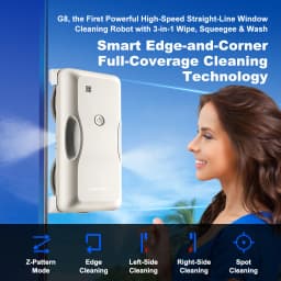 NEW Window Cleaning Robot LIECTROUX G8, High-Speed Cleaning, Double Water Spray, AI Navigation, 4 Soft Rubber Brush,Smart Memory